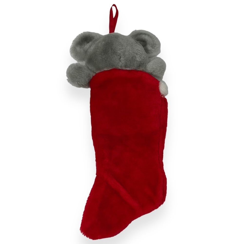 Vintage Christmas Stocking Grey Mouse‎ Plush 80s KB Bros 17” Full Length 3D - Picture 3 of 5